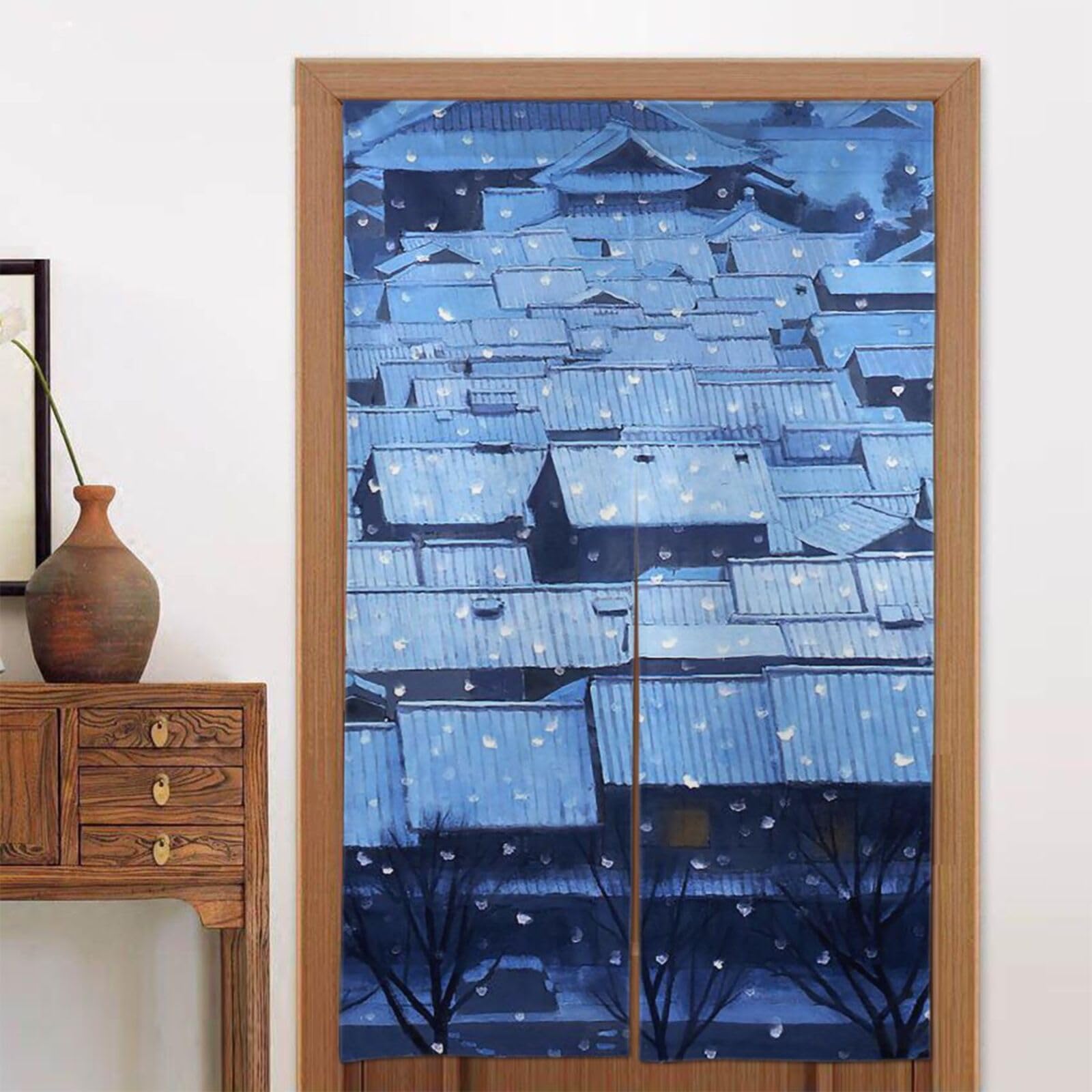 Amazon｜のれん 東山魁夷 年暮る ドアカーテン 暖簾 間仕切り